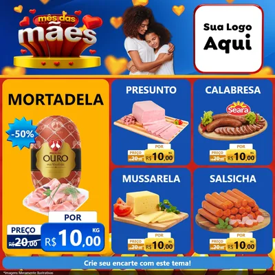 Modelo de Rede Social para Feed Facebook com o tema Mês das Mães para Frios e Laticínios