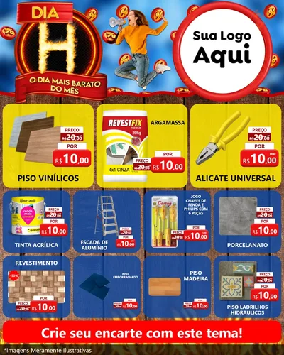 Modelo de Rede Social para Feed Instagram com o tema Dia H - O Dia Mais Barato Do Mês para Material para Construção
