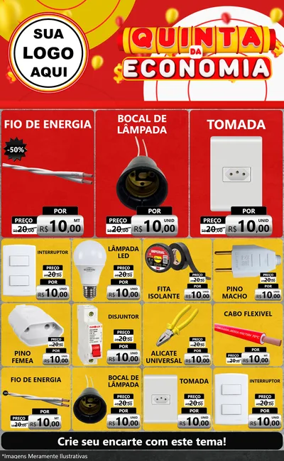 Modelo de Encarte para Encarte Grande com o tema Quinta da Economia para Materiais Elétricos