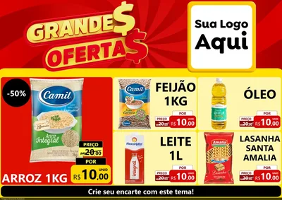 Modelo de Encarte para Encarte A4 Horizontal com o tema Grandes Ofertas para Supermercado