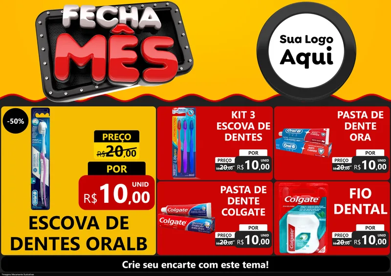 Modelo de Encarte para Encarte A4 Horizontal com o tema Fecha Mês para Higiene Pessoal