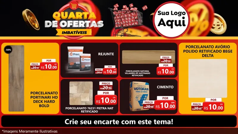 Modelo de TV para TV Horizontal com o tema Quarta de Ofertas Imbatíveis para Pisos e revestimentos