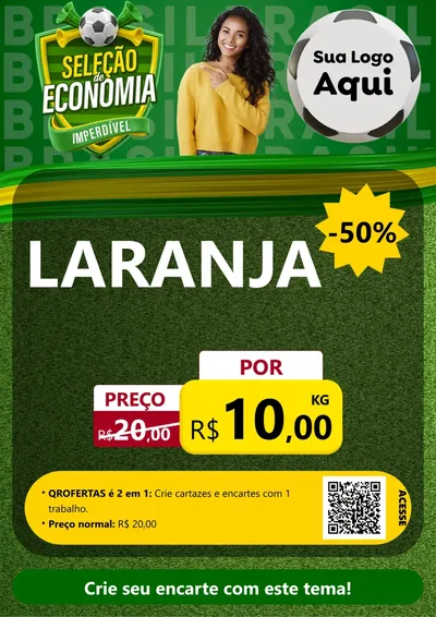 Modelo de Cartaz para Cartaz A4 Vertical com o tema Seleção de Economia - Copa para Hortifrúti