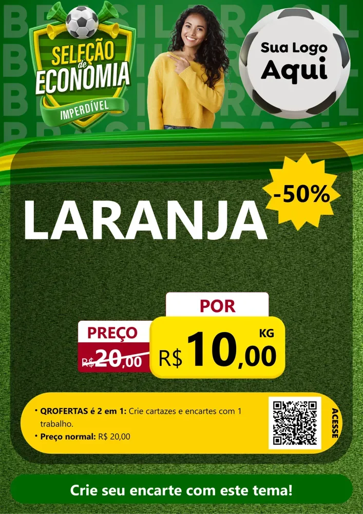 Modelo de Cartaz para Cartaz A4 Vertical com o tema Seleção de Economia - Copa para Hortifrúti