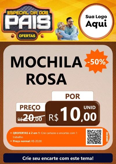 Modelo de Cartaz para Cartaz A4 Vertical com o tema Especial Dia dos Pais para Papelaria