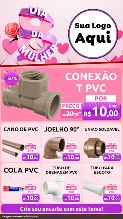 Modelo de Rede Social para Stories com o tema Dia da Mulher para Tubos e conexões