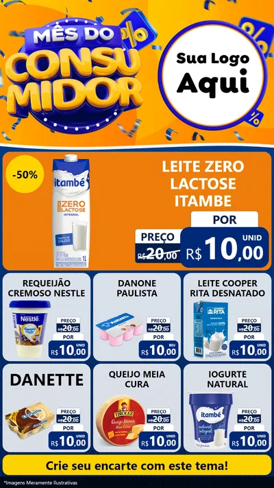 Modelo de Rede Social para Stories com o tema Mês do Consumidor para Frios e Laticínios