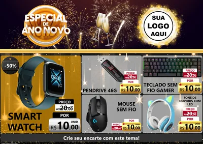 Modelo de Encarte para Encarte A4 Horizontal com o tema Especial de Ano Novo para Informática