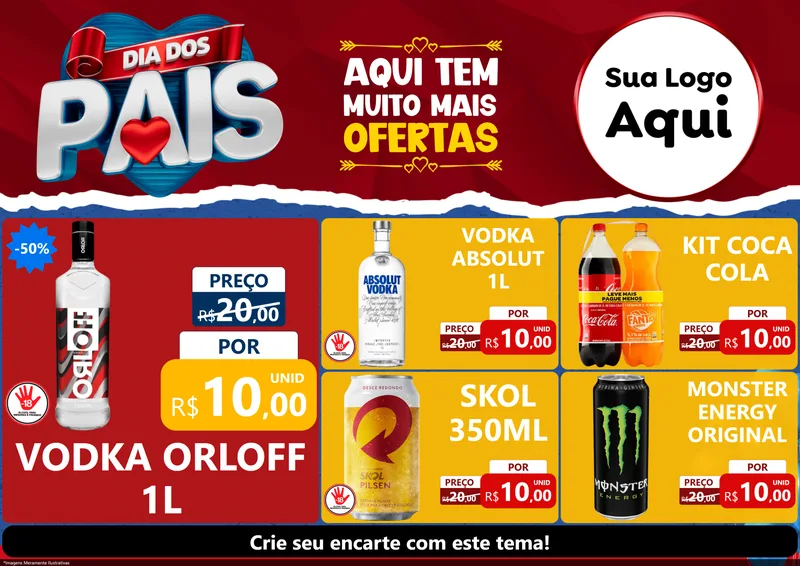 Modelo de Encarte para Encarte A4 Horizontal com o tema Dia dos Pais para Distribuidora de bebidas