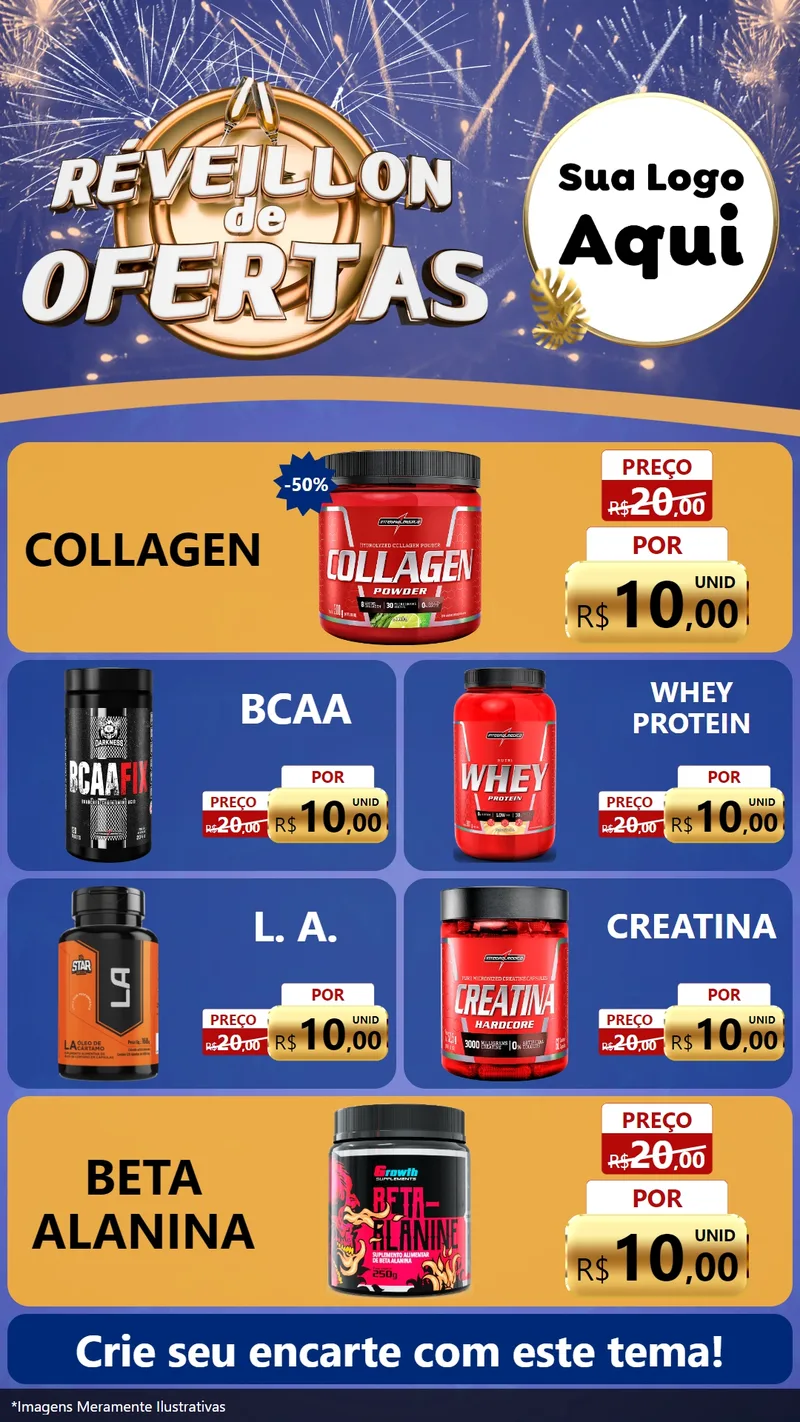 Modelo de TV para TV Vertical com o tema Réveillon de Ofertas para Suplementos alimentares