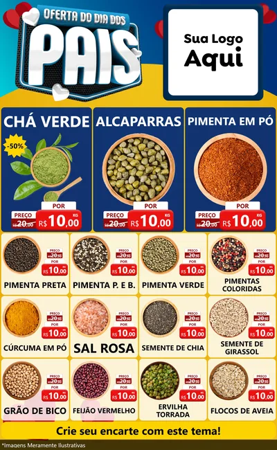Modelo de Encarte para Encarte Grande com o tema Oferta Do Dia Dos Pais para Produtos Naturais