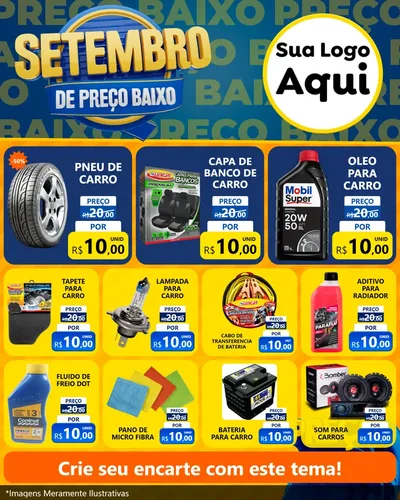 Modelo de Rede Social para Feed Instagram com o tema Setembro De Preço Baixo para Auto peças