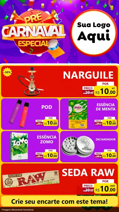 Modelo de TV para TV Vertical com o tema Pré-Carnaval Especial para Tabacaria