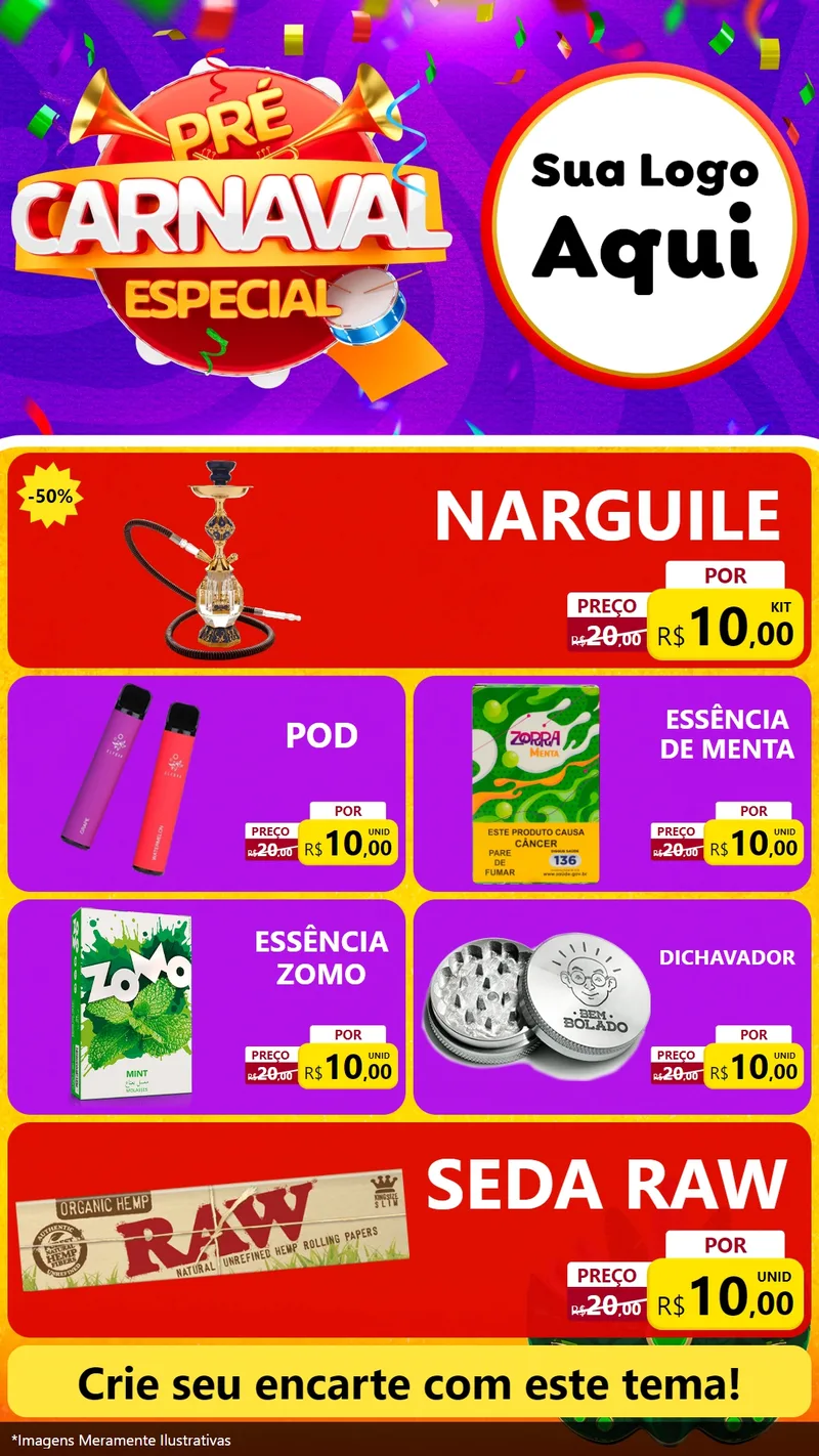 Modelo de TV para TV Vertical com o tema Pré-Carnaval Especial para Tabacaria