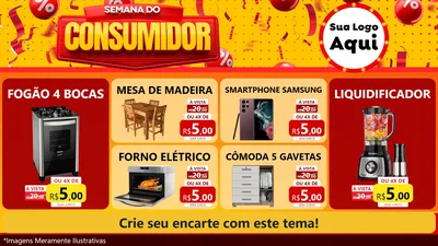 Modelo de TV para TV Horizontal com o tema Semana do Consumidor para Móveis e Eletro