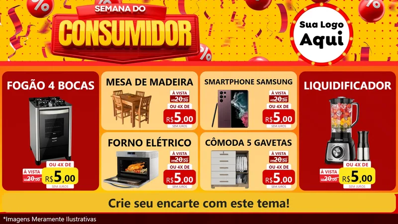 Modelo de TV para TV Horizontal com o tema Semana do Consumidor para Móveis e Eletro