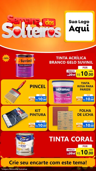 Modelo de TV para TV Vertical com o tema Semana dos Solteiros para Tintas e Ferramentas