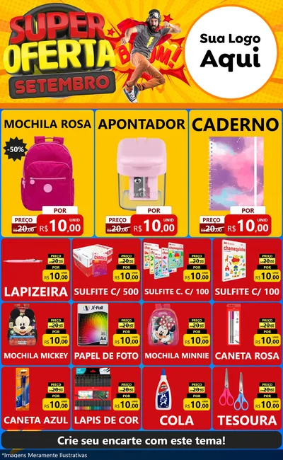 Modelo de Encarte para Encarte Grande com o tema Super Oferta Setembro para Papelaria