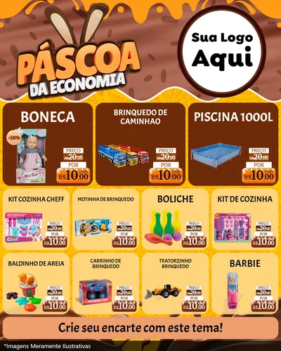 Modelo de Rede Social para Feed Instagram com o tema Páscoa da Economia para Brinquedos