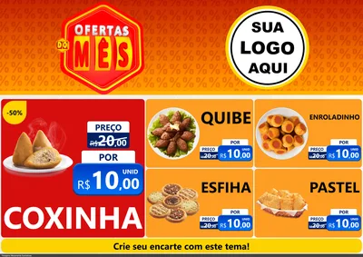 Modelo de Encarte para Encarte A4 Horizontal com o tema Ofertas do Mês para Salgadaria