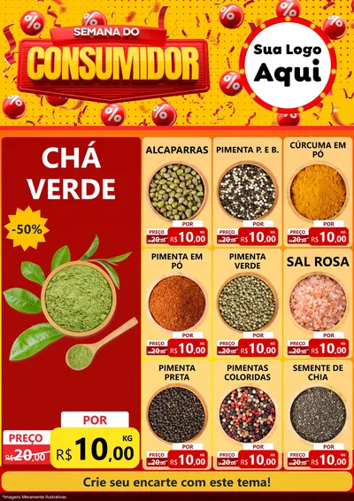 Modelo de Encarte para Encarte A4 Vertical com o tema Semana do Consumidor para Produtos Naturais