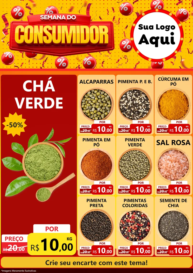 Modelo de Encarte para Encarte A4 Vertical com o tema Semana do Consumidor para Produtos Naturais