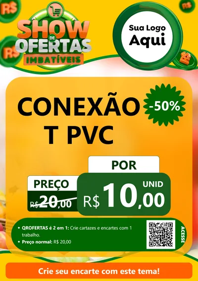Modelo de Cartaz para Cartaz A4 Vertical com o tema Show de Ofertas Imbatíveis para Tubos e conexões
