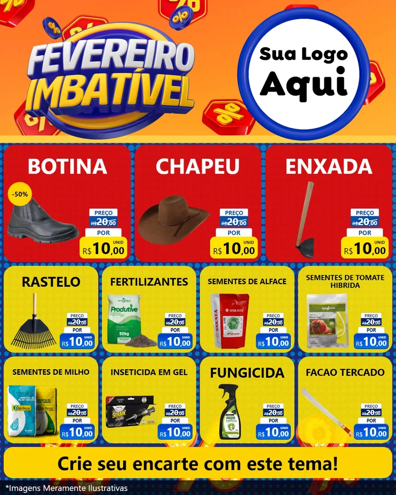 Modelo de Rede Social para Feed Instagram com o tema Fevereiro Imbatível para Agropecuária