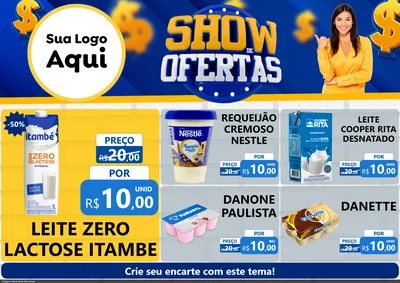 Modelo de Encarte para Encarte A4 Horizontal com o tema Show de Ofertas para Frios e Laticínios