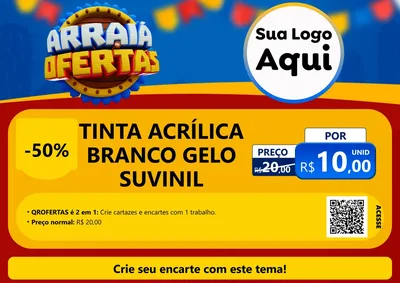 Modelo de Cartaz para Cartaz A4 Horizontal com o tema Arraiá de Ofertas - Junina para Tintas e Ferramentas
