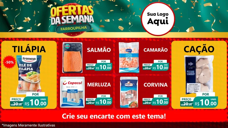 Modelo de TV para TV Horizontal com o tema Ofertas da Semana Farroupilha para Peixaria