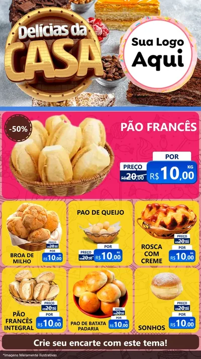 Modelo de Rede Social para Stories com o tema Delícias da Casa para Padaria