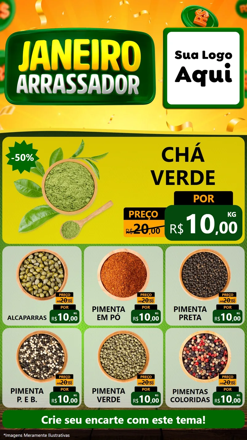 Modelo de Rede Social para Stories com o tema Janeiro Arrasador para Produtos Naturais