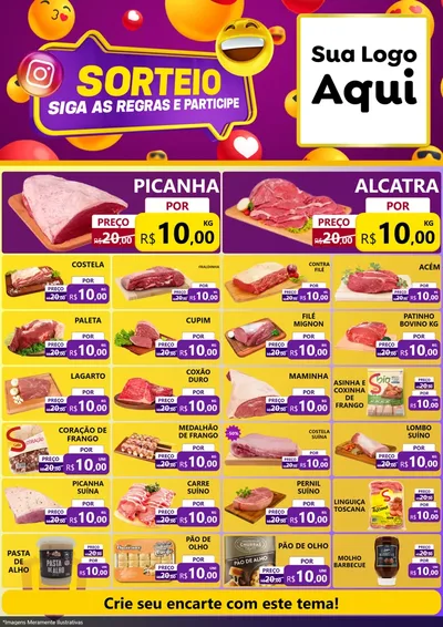 Modelo de Encarte para Encarte A4 Vertical com o tema Sorteio para Açougue