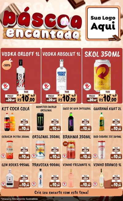Modelo de Encarte para Encarte Grande com o tema Páscoa Encantada para Distribuidora de bebidas