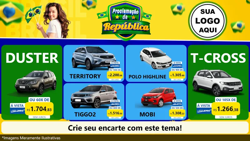 Modelo de TV para TV Horizontal com o tema Proclamação da República para Concessionaria de Carros
