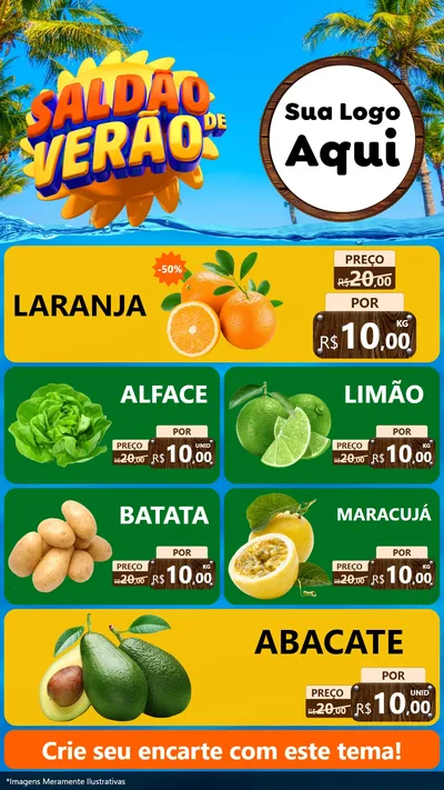 Modelo de TV para TV Vertical com o tema Saldão de Verão para Hortifrúti