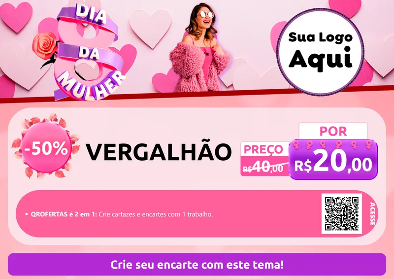 Modelo de Cartaz para Cartaz A4 Horizontal com o tema Dia da Mulher para Ferragens