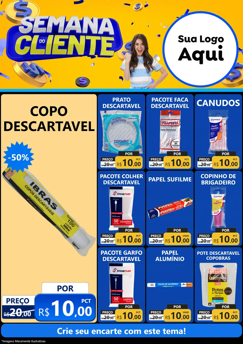 Modelo de Encarte para Encarte A4 Vertical com o tema Semana do Cliente para Embalagens