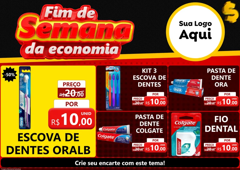 Modelo de Encarte para Encarte A4 Horizontal com o tema Fim de Semana da Economia para Higiene Pessoal