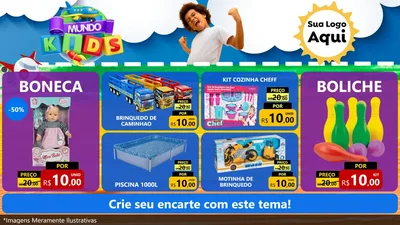 Modelo de TV para TV Horizontal com o tema Mundo Kids para Brinquedos