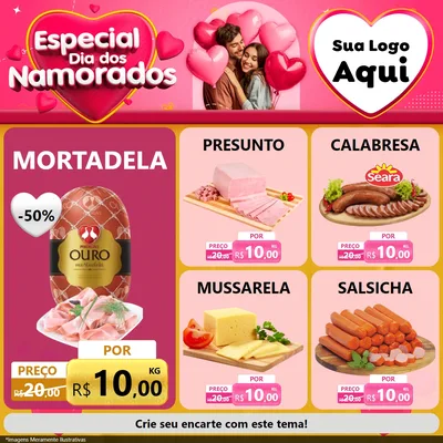 Modelo de Rede Social para Feed Facebook com o tema Especial Dia dos Namorados para Frios e Laticínios