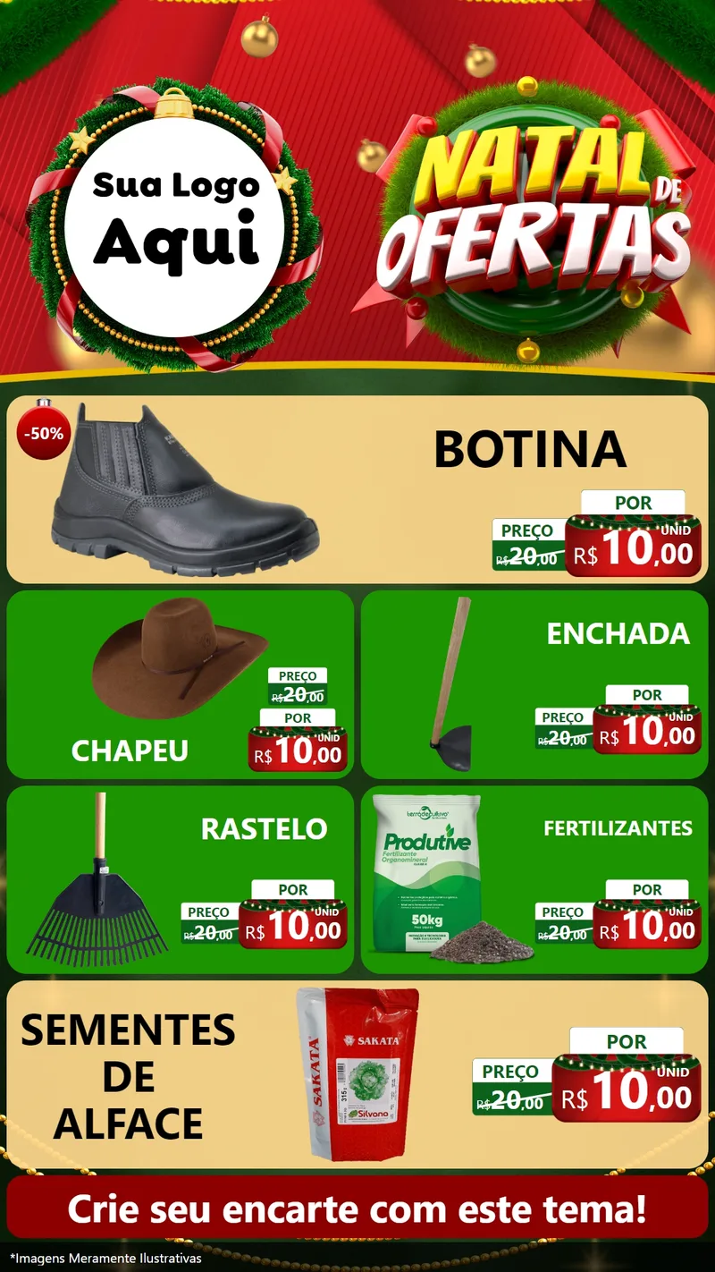 Modelo de TV para TV Vertical com o tema Natal de Ofertas para Agropecuária