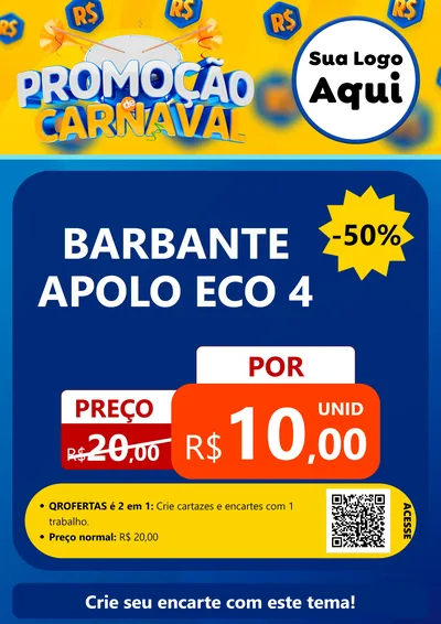 Modelo de Cartaz para Cartaz A4 Vertical com o tema Promoção de Carnaval para Armarinho e Aviamentos