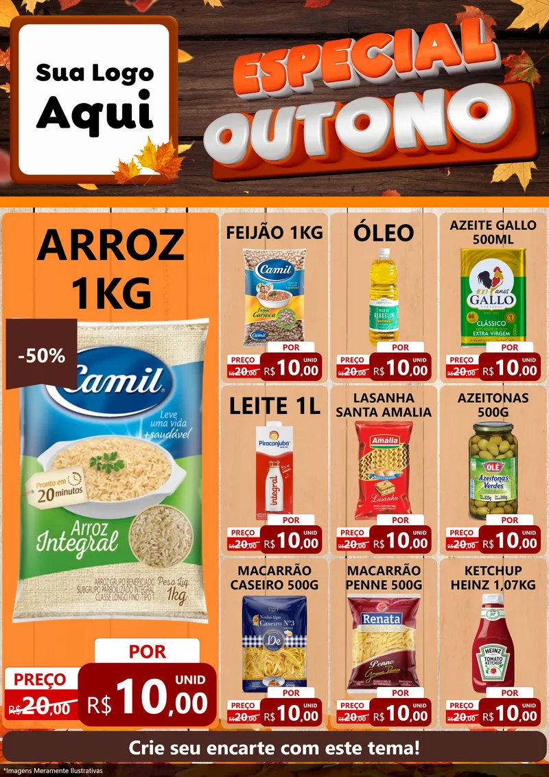 Modelo de Encarte para Encarte A4 Vertical com o tema Especial Outono para Supermercado