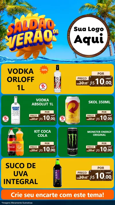 Modelo de TV para TV Vertical com o tema Saldão de Verão para Distribuidora de bebidas