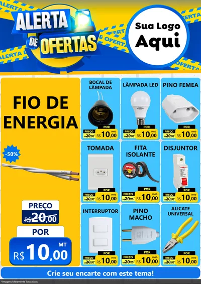 Modelo de Encarte para Encarte A4 Vertical com o tema Alerta de Ofertas para Materiais Elétricos