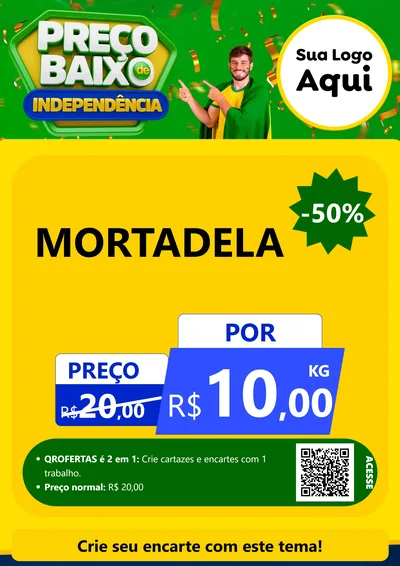 Modelo de Cartaz para Cartaz A4 Vertical com o tema Preço Baixo de Independência para Frios e Laticínios