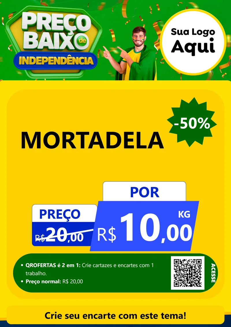 Modelo de Cartaz para Cartaz A4 Vertical com o tema Preço Baixo de Independência para Frios e Laticínios