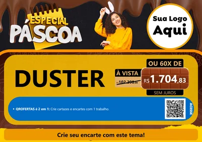 Modelo de Cartaz para Cartaz A4 Horizontal com o tema Especial Páscoa para Concessionaria de Carros